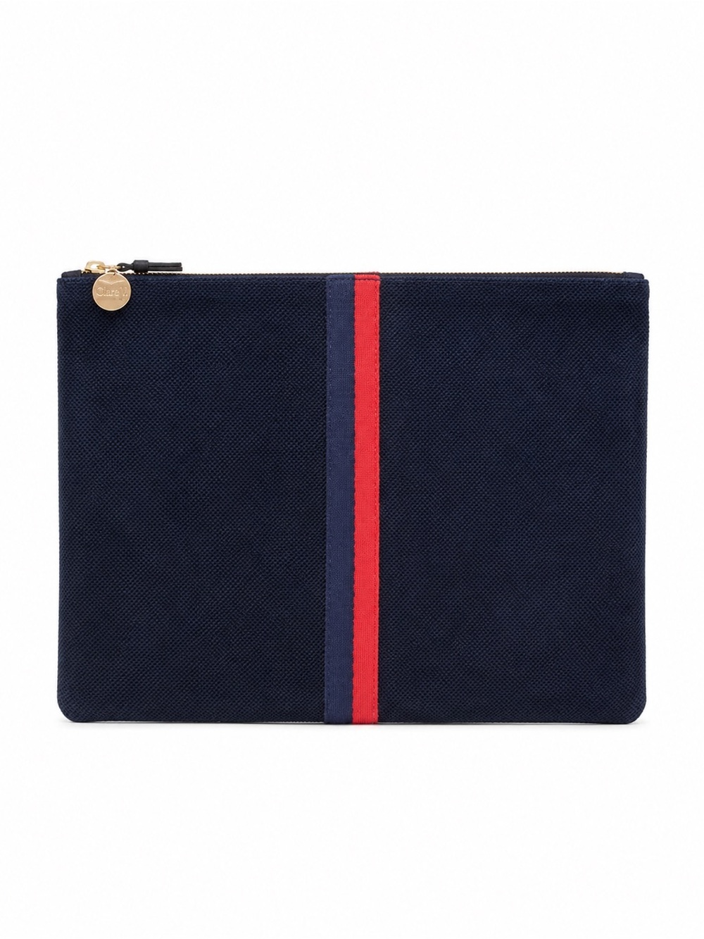 Clare V Navy Blue Suede Clutch French Girl Chic Sporty Luxe Minimalist Pouch
